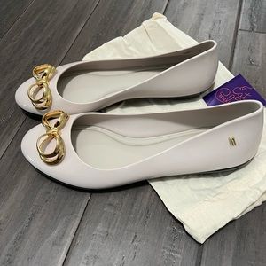 Melissa color feeling beige black flats NEW
